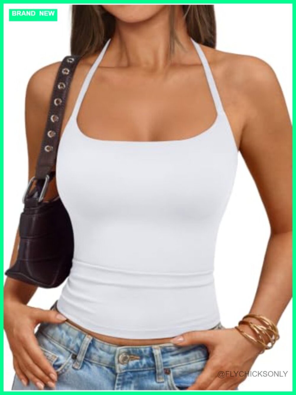 Trendy Queen Womens Double Lined Self Tie Backless Halter Top